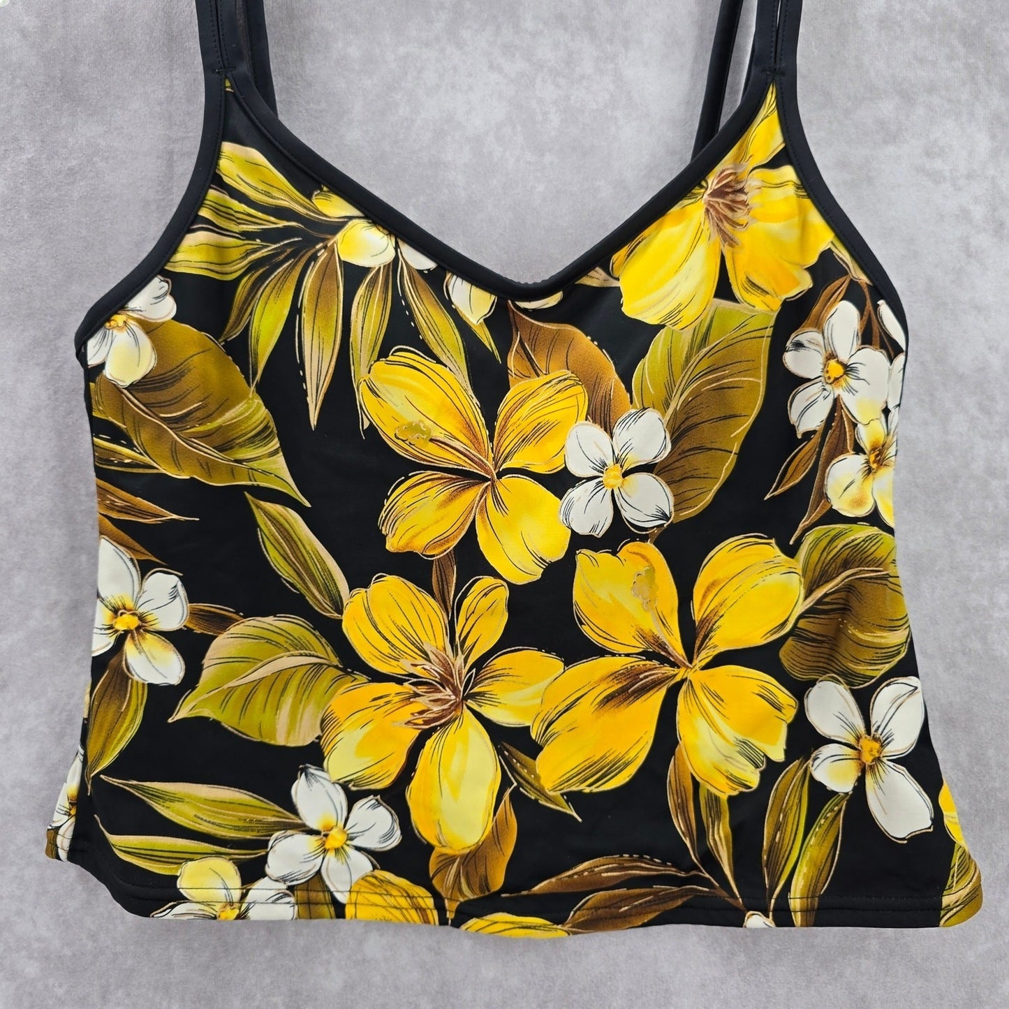 White Stag Yellow Floral Crop Padded Swimwear Tankini Tank Top Medium M 8/10