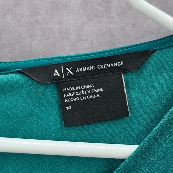 Armani Exchange Green Flare Knee Length Stripe Preppy Classic Dress 10 Medium