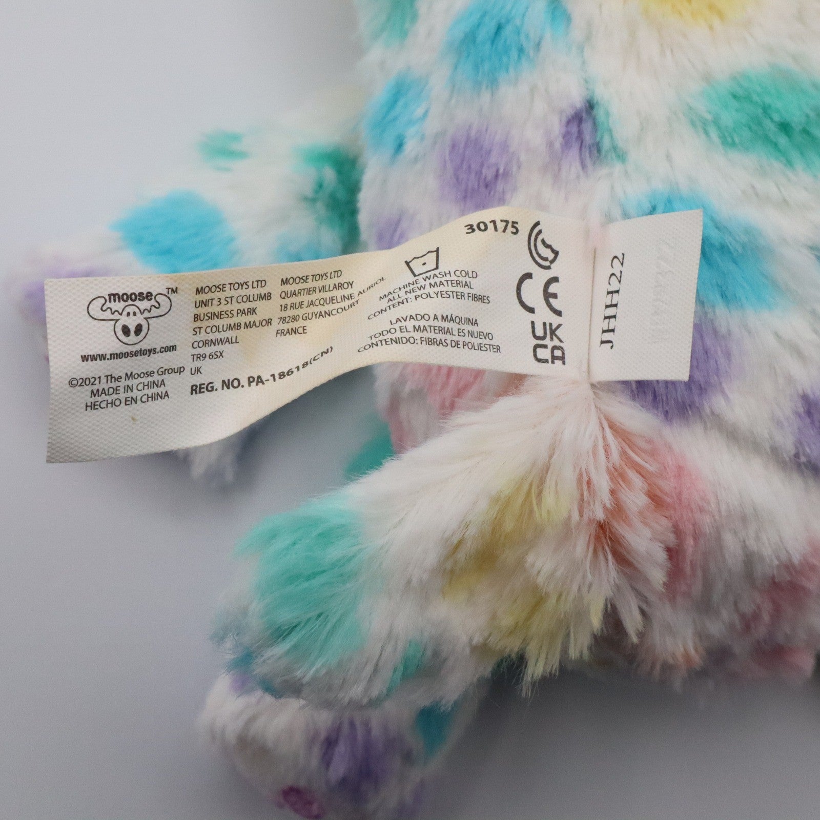 Colorful Bunny Plush Toy Stuffed Animal Soft Rainbow Pastel Sparkle Ears 9"