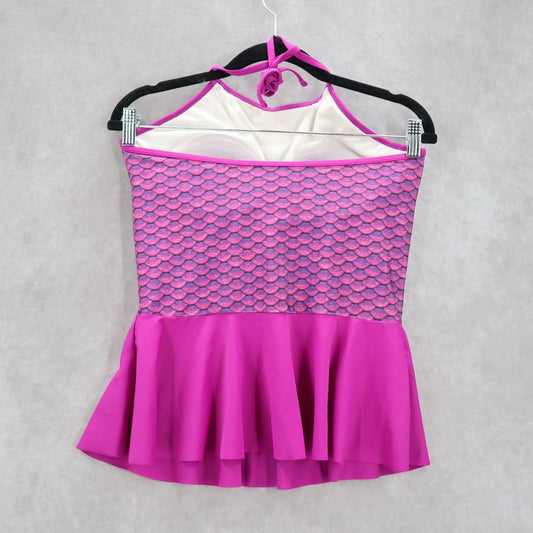 Fin Fun Mermaidens Purple Mermaid Ruffle Halter Tie Padded Bra Tankini Top Small