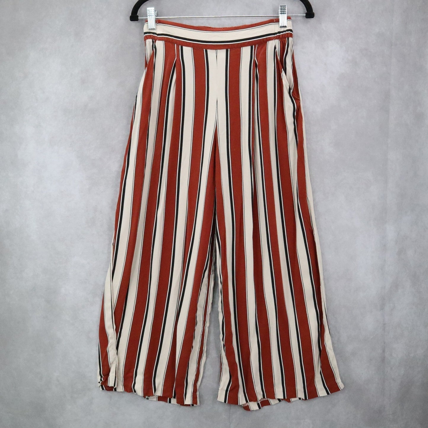 H&M Blown Striped Palazzo Wide Leg Boho Harem Trouser Pull On Pants Small 6