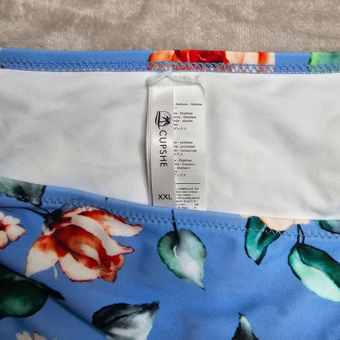 Cupshe Blue Floral Bikini String Tie Bikini Bottom Swimsuit Swimwear Size 2XL
