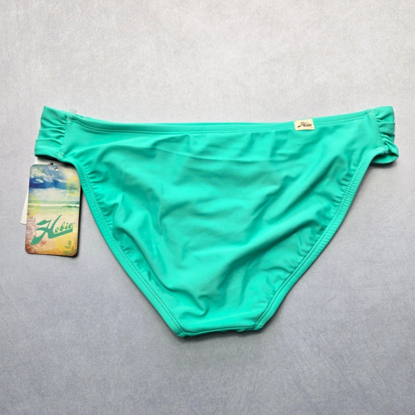 Hobie Green Bead Embroidered Floral Swim Beach Flirty Boho Bikini Bottom Large
