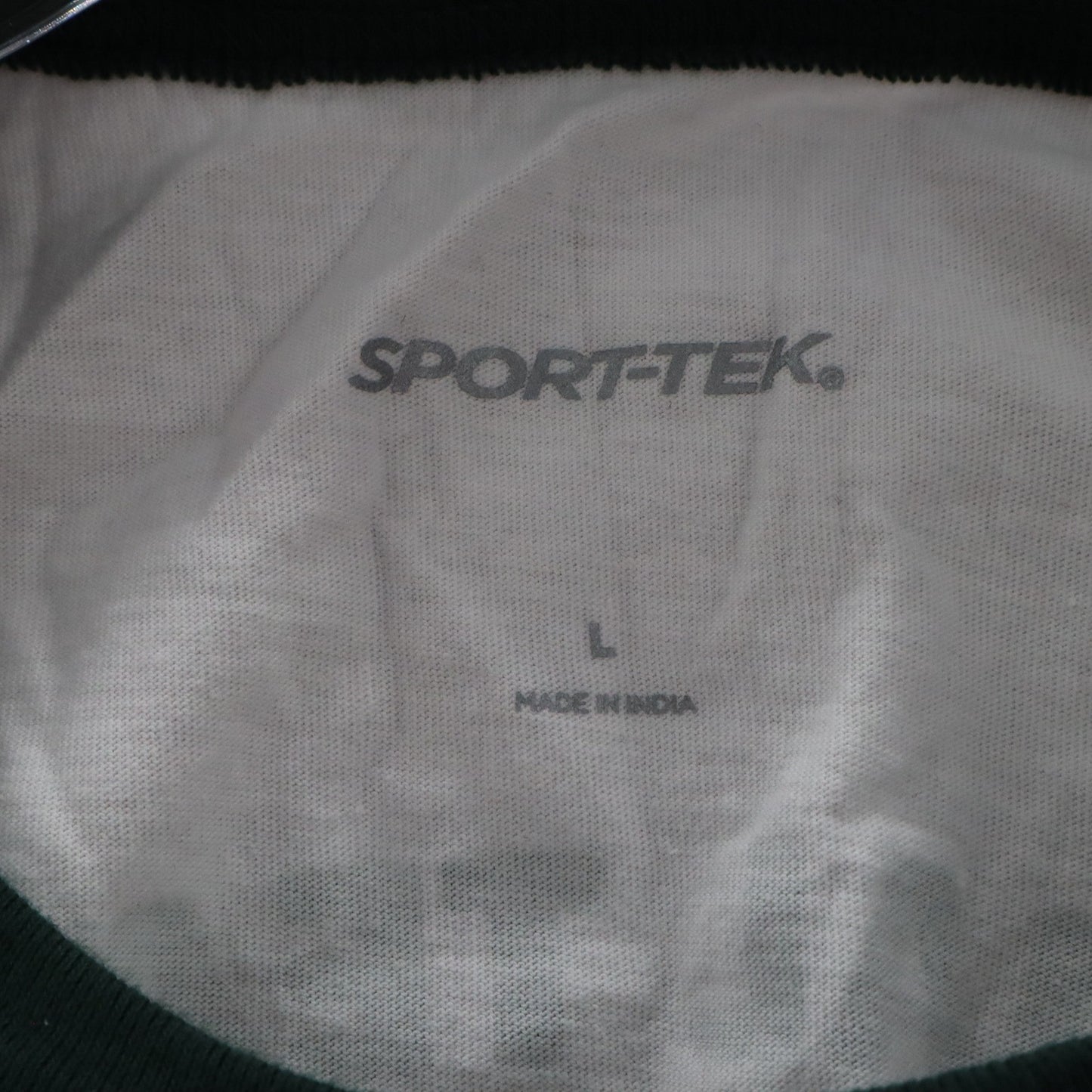 Sport Tek White Green Mineritos Baseball Tee Tshirt Raglan Top L Large