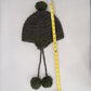 Gray Crochet Cable Knit Pom Pom Bucket Y2K Vintage Beanie Cap Hat