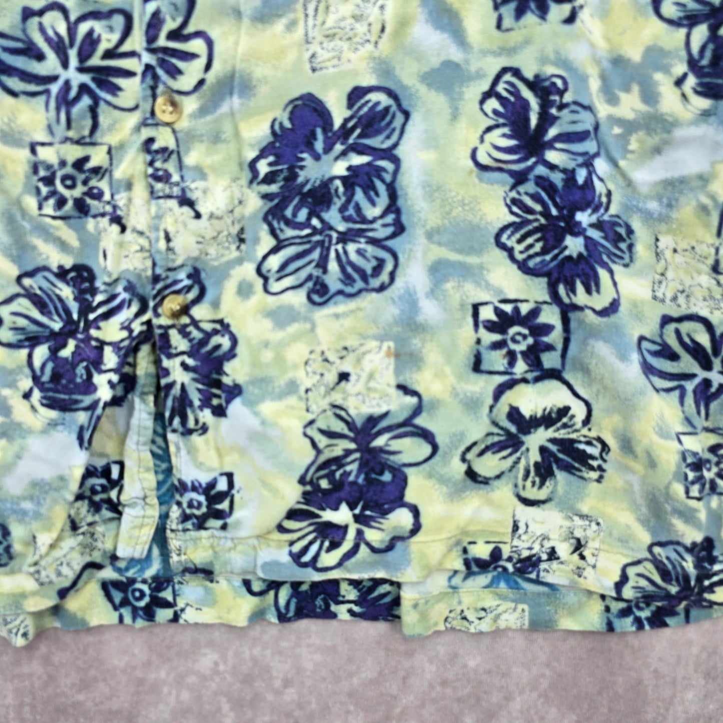 Address Unknown Green Palm Tropical Surf Island Vintage Relax Hawaiian Shirt L