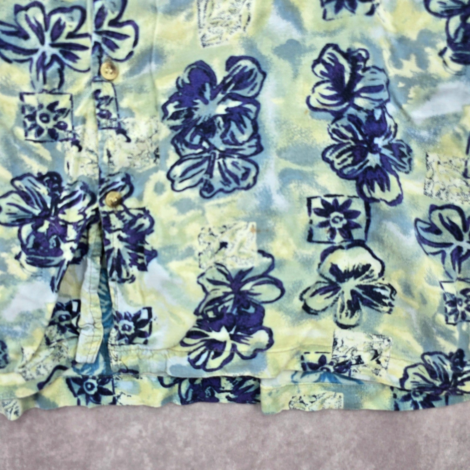 Address Unknown Green Palm Tropical Surf Island Vintage Relax Hawaiian Shirt L