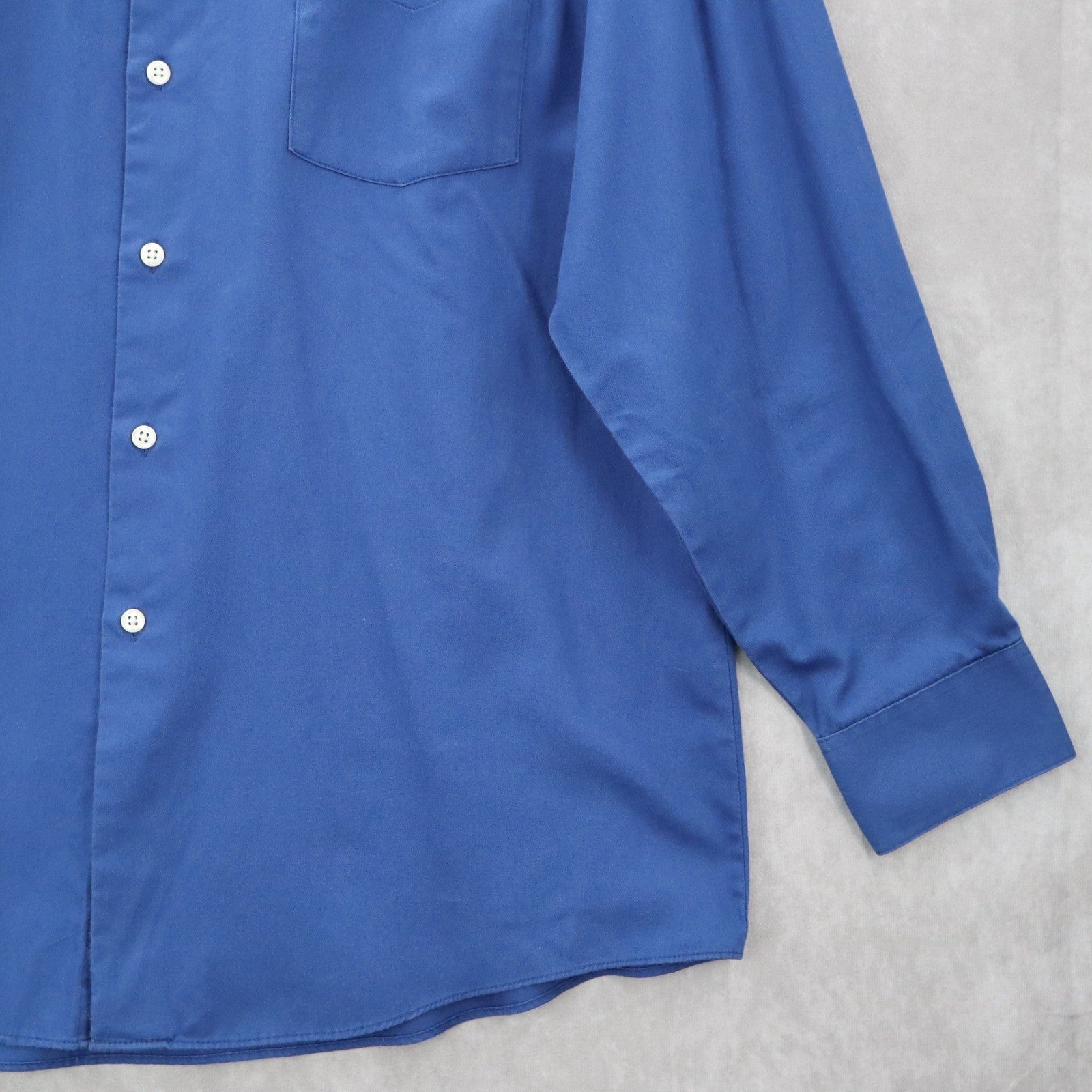 Van Heusen Lux Sateen Regular Fit Blue Button Down Casual Work Dress Shirt Large