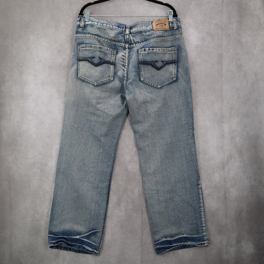 American Exchange Blue Mens Denim Faded Jeans Straight Leg Cotton VTG 36x30