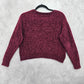 Arizona Red Chenille Ribbed Sleeve Y2K VTG Academia Crop Cozy Sweater Medium