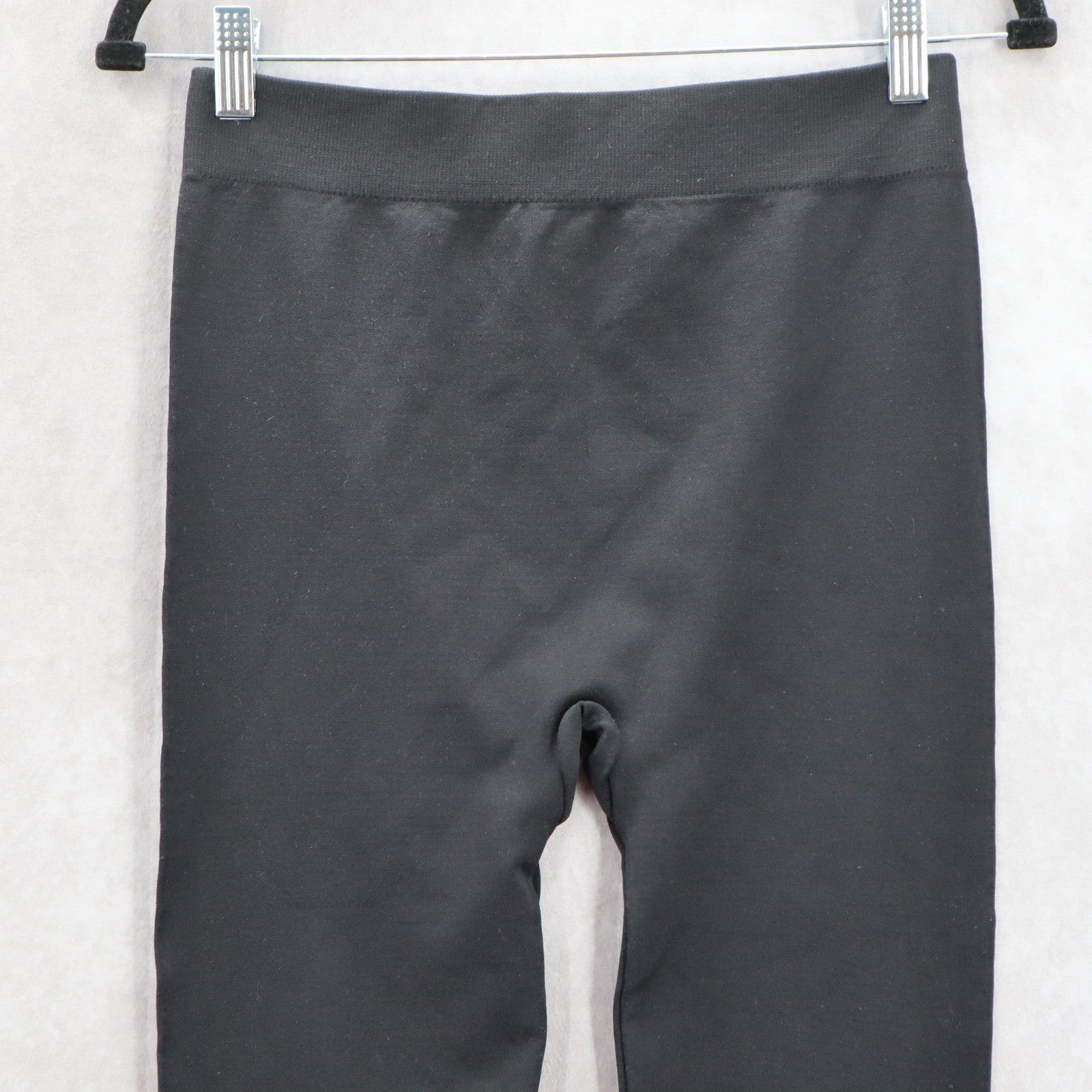 Black Stretch Cropped Capri Casual Relaxed Leggings L/XL