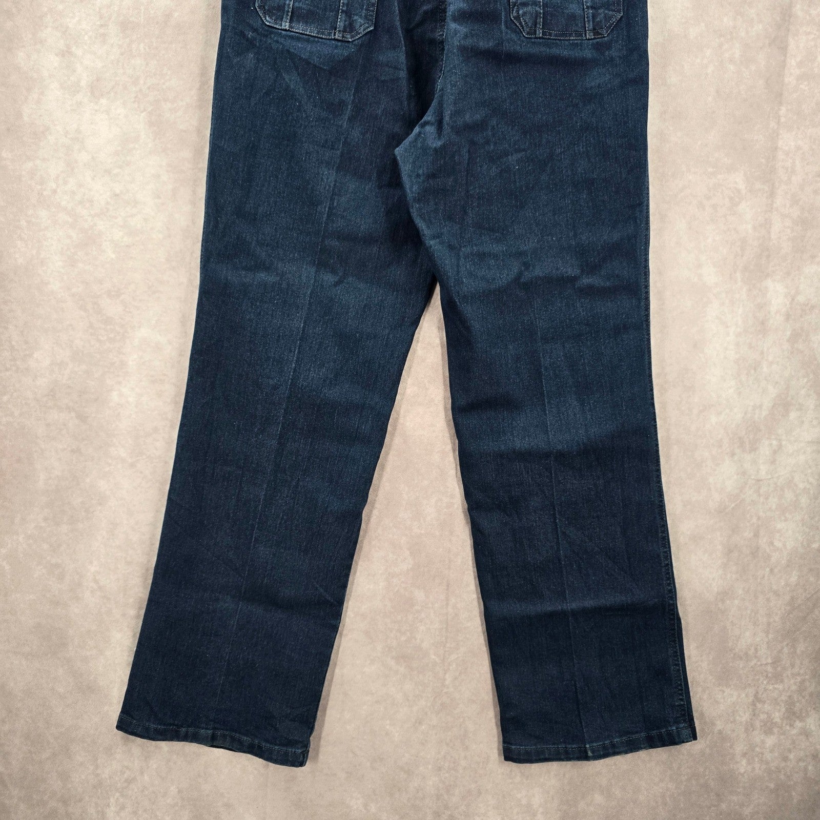 Blue Elastic Waist Pull-On Stretch Straight Leg Denim Jeans Pants 4XL