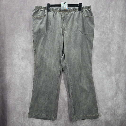 Just My Size Gray Elastic Jeans Boot Leg Denim Pants Plus 3X 22W/24W