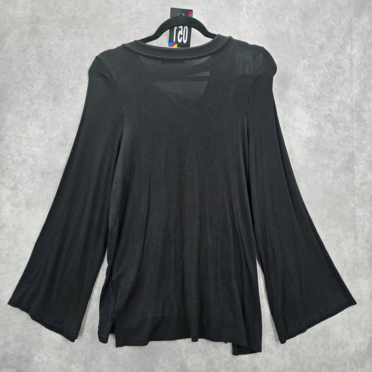 051. Cotton On Black Flare Long Sleeves Stretchy Cutout Top Small