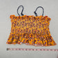 Yellow Floral Crop Smock Boho Tube Ruffle Y2K Bikini Bralette Swim Top M Medium