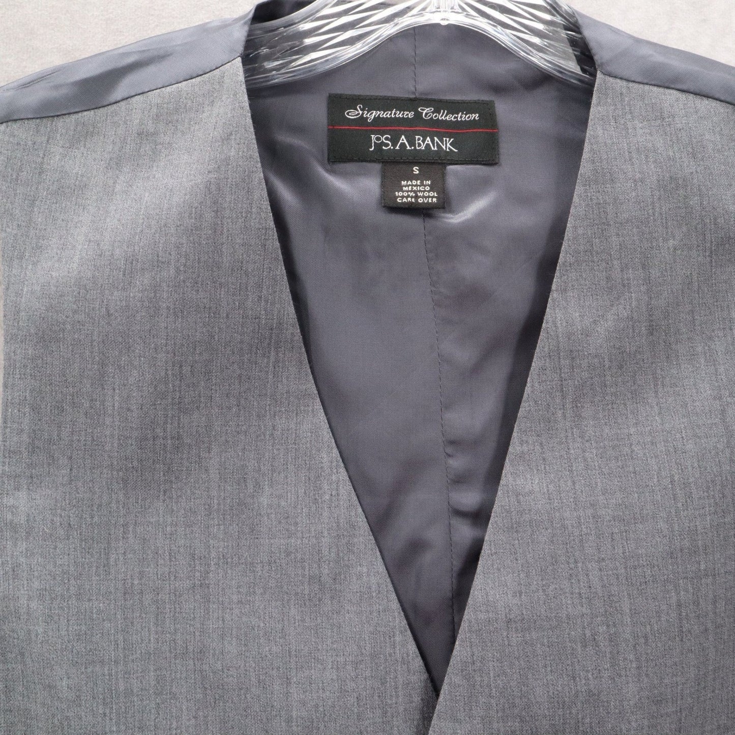 Jos A Bank Gray 5 Button Point Welt Pocket Wool Waistcoat Tuxedo Suit Vest S 42R