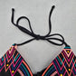 Black Embroidered Stud Padded Tie Beach Sports Bikini Bralette Swim Top S Small