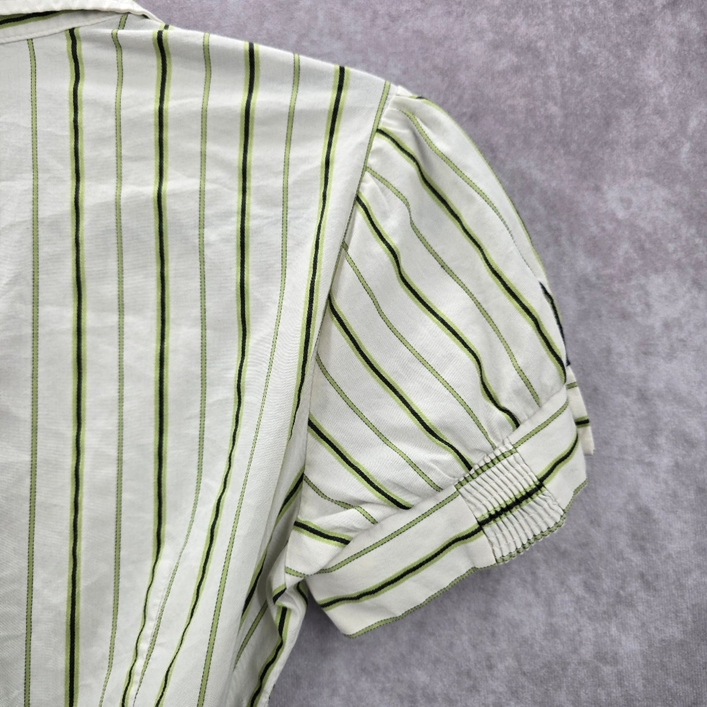 Worthington White Striped Short Sleeve Wrap Top Small