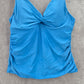 Time and Tru Blue Crisscross Padded Swimwear Tankini Tank Top Medium M 8-10
