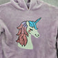 BCBG Girls Purple Fleece Sequin Unicorn Pullover Sweater Hoodie Size 7/8 NWOT