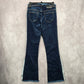 G&Z Apparel Blue Flare Fringe Western Button Vintage Jeans Pants Bottoms 32