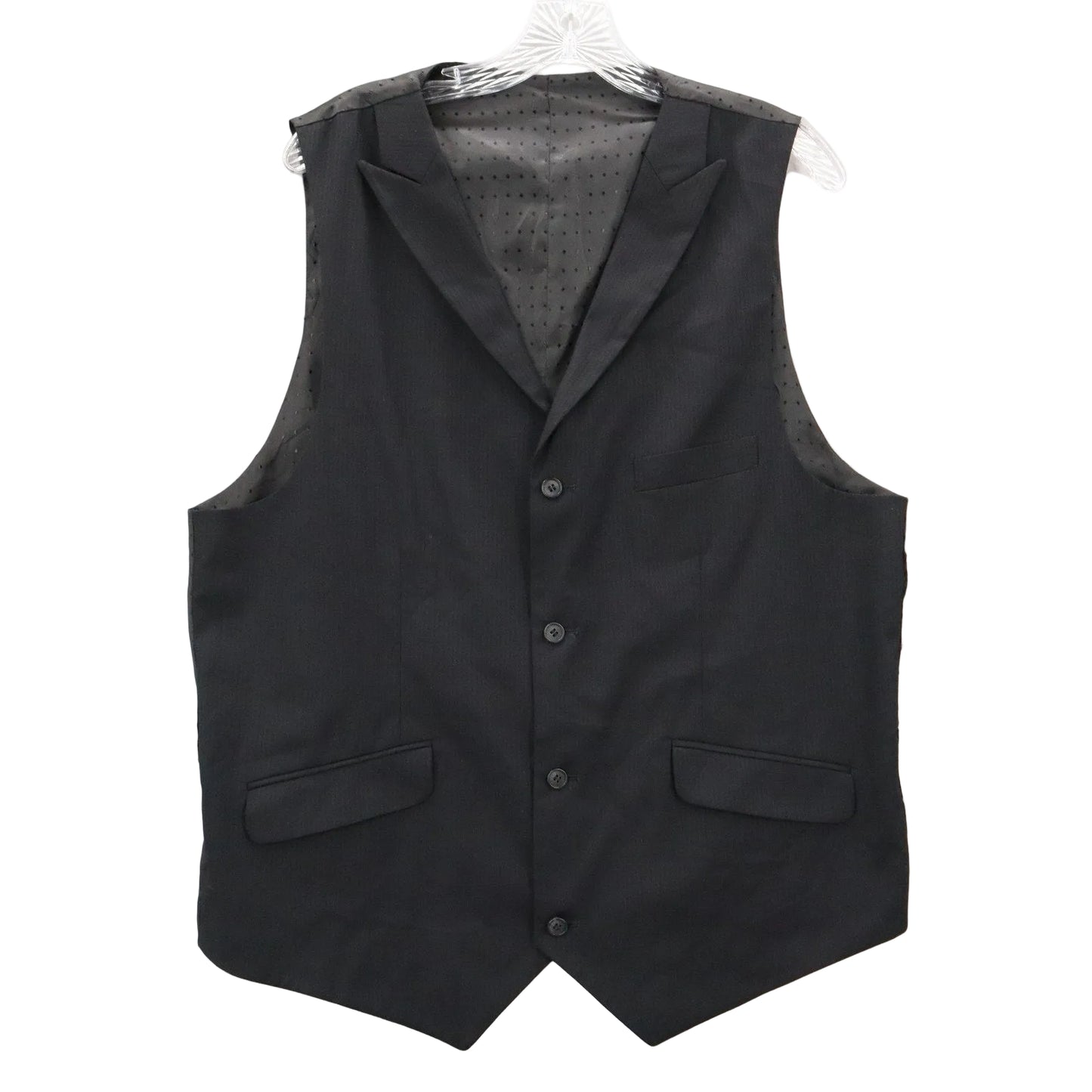 Black Stripe Polka Dot 4 Button Point Peak Lapel Formal Tuxedo Vest Large 44R