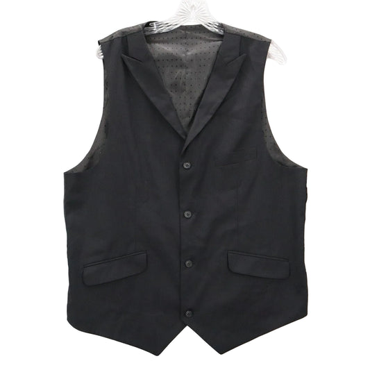 Black Stripe Polka Dot 4 Button Point Peak Lapel Formal Tuxedo Vest Large 44R
