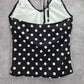 Bobbie Brooks Black White Polka Dot Halter Tie Swimwear Tankini Top Medium M