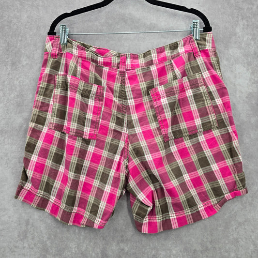 Faded Glory Pink Brown Plaid Stripe Cotton Pants Shorts Large