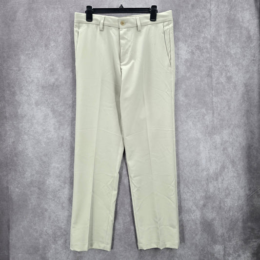 Haggar Cool 18 Pro Khaki Tailored Straight Dress Pants Trouser Golf Mens 32x30