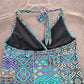 Mossimo Blue Multi Print Floral Halter Tie Swimwear Tankini Tank Top Medium M