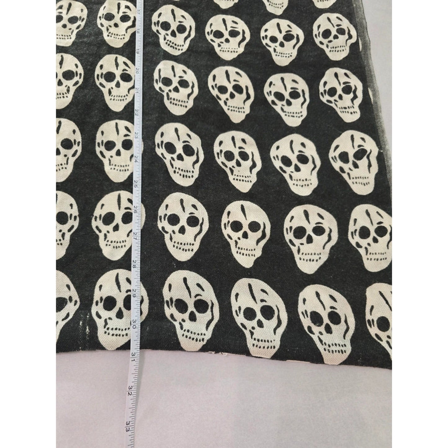 Black Skull Printed Large Gothic Grunge Infinity Scarf OSFM