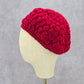 Red Crochet Beret Knit Bucket Cap Hat Fun Vintage Y2K Funky Beanie