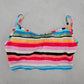 No Boundaries Pink Stripe Crop Sports Bra Bikini Bralette Swim Top S Small