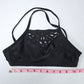 Y2K Black High Neck Macrame VTG Mermaid Bralette String Strap Bikini Top Size XS