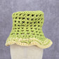 Green Top Crochet Knit Bucket Cap Hat Fun Vintage Y2K Funky Beanie