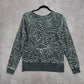 Grayson Threads Gray White Spider Web Pattern Long Sleeve Pullover Sweater Small