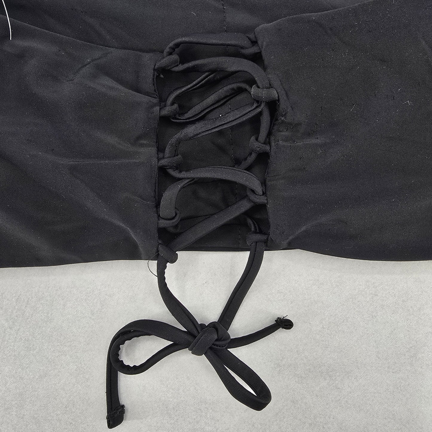 Black Padded Bandeau Crisscross Tie Swim Sports Bra Beach Bikini Top M Medium