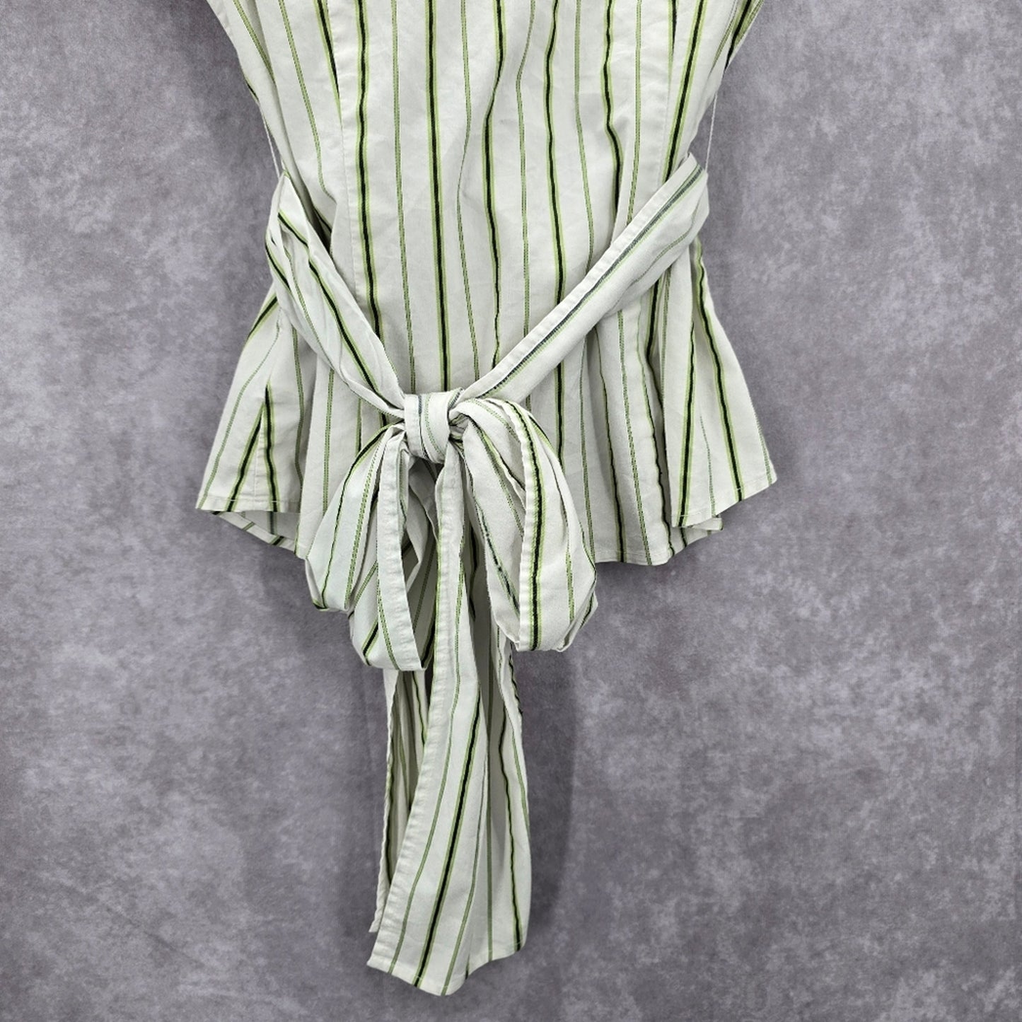 Worthington White Striped Short Sleeve Wrap Top Small