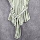 Worthington White Striped Short Sleeve Wrap Top Small