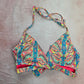 Urban Sea Pink Print Padded Crisscross String Tie Bikini Top Swimwear Medium