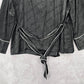 Victoria's Secrets Black Wrap Pajama Top Sleep Logo Tie White Trim L Large