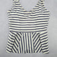Cupshe Gray White Stripes Tankini Swimwear Crop Padded Top Beach XS Extra Small