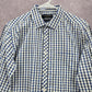 Knighthood Blue Checker Plaid Long Sleeve Button Down Slim Fit Mens Shirt Small