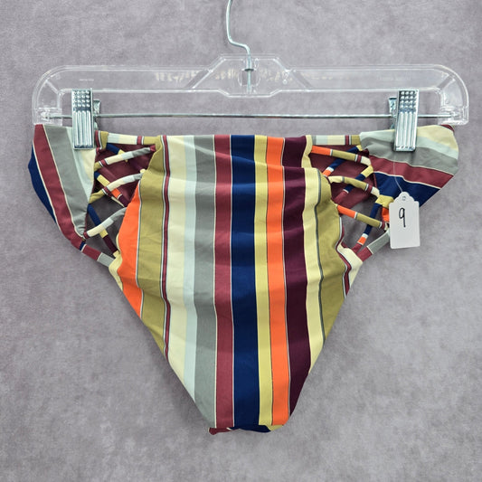 Colorful Stripe Crisscross Bikini Cheeky Thong Bottom Swimwear Medium