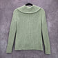 Gap Green Ribbed Long Sleeve Cotton Zip Collar Cardigan Sweater Small
