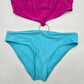 3GN Pink Blue One Piece Cutout Bathing Suit Silver Circle Swimwear Medium