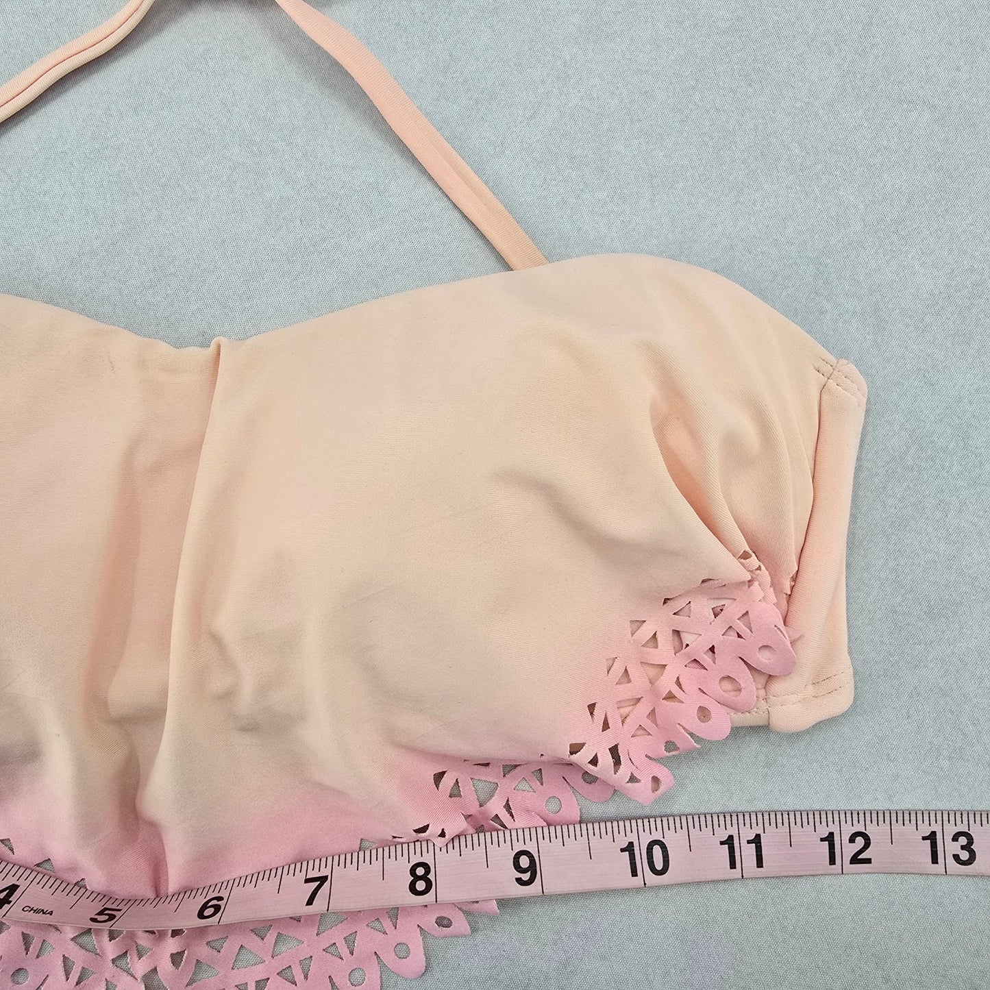 Orange Pink Ombre Cutout Tie Padded Beach Bikini Bralette Swim Top S Small