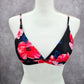 Shein Black Pink Floral Triangle Adjustable Clasp Bikini Top Swimwear Medium