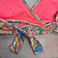 Urban Sea Pink Print Padded Crisscross String Tie Bikini Top Swimwear Medium
